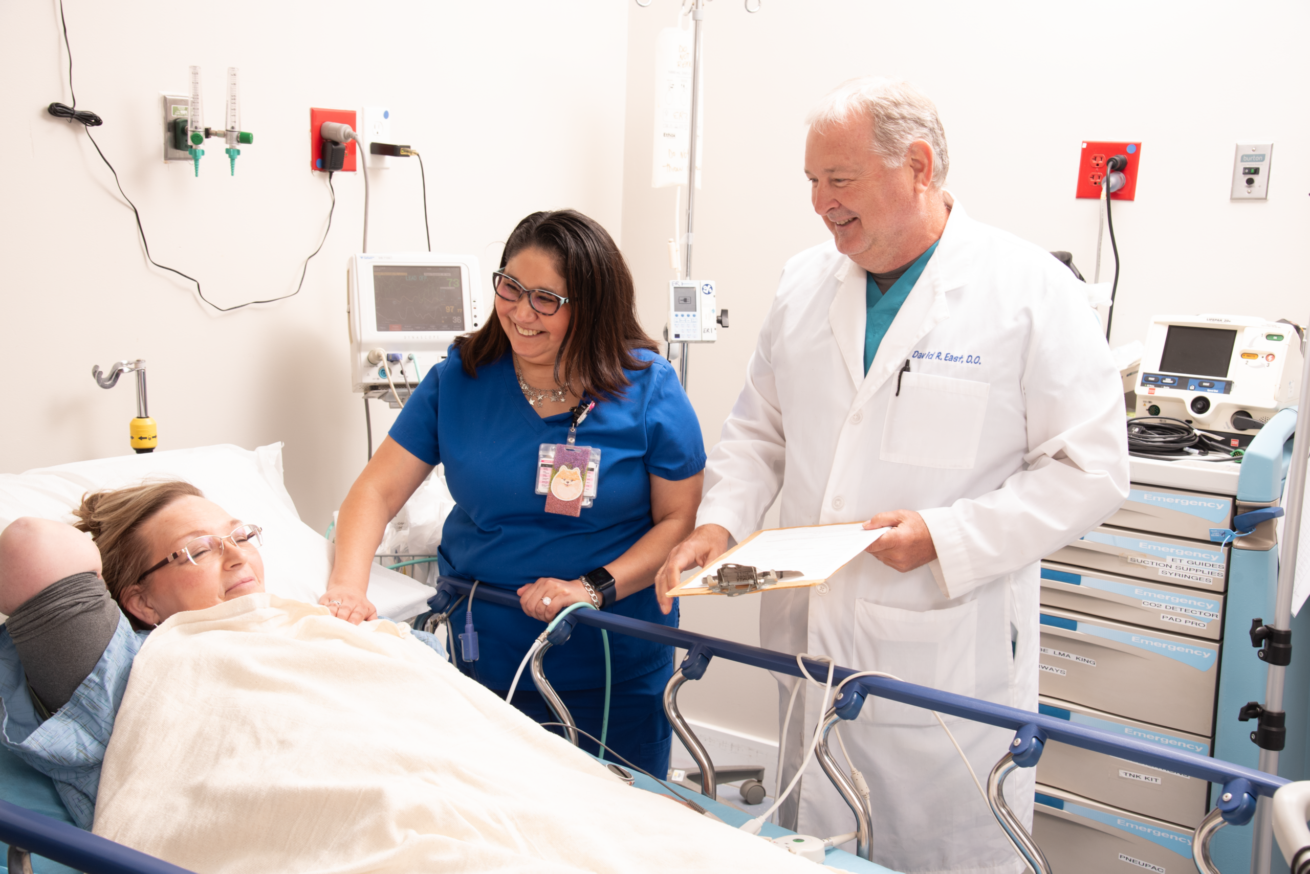 A patient is treated with physician and nurse