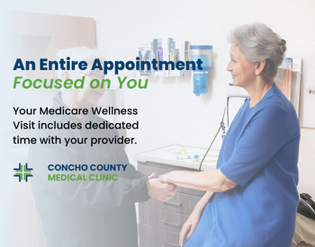 Female Physician holding a female patients hand. Your medicare wellness visit includes dedicated time with your provider
